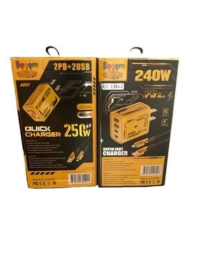 240W Fast USB-C PD & USB Wall Charger - Yellow